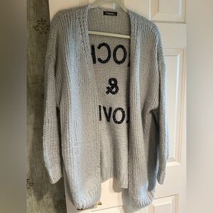 Gently worn, just a couple times, cool slouchy, light gray sweater